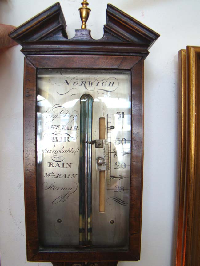 A beautiful early 19th century mahogany stick barometer by Francis Molton of Norwich, England, circa 1822-1830